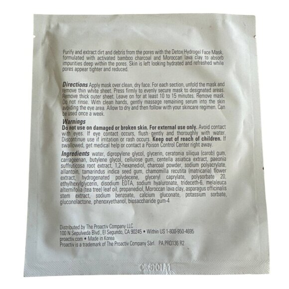 Proactiv Detox Hydrogel Face Mask With Charcoal & Moroccan Lava Clay 1 Mask - Picture 2 of 4